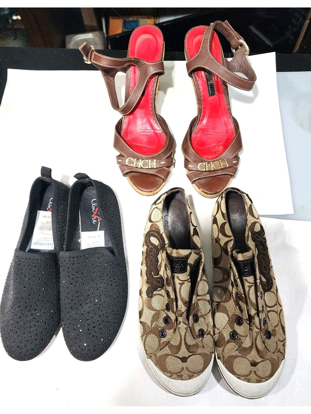 Reseller Lot 3 Pairs Womens Shoes Carolina Herrera Coach Cliche Bulk